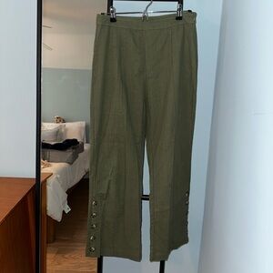 Cotton Candy Olive Green Trousers with side zipper